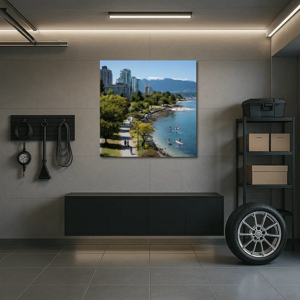 Vancouver Seawall Skyline Mountains Water View – Wall Art