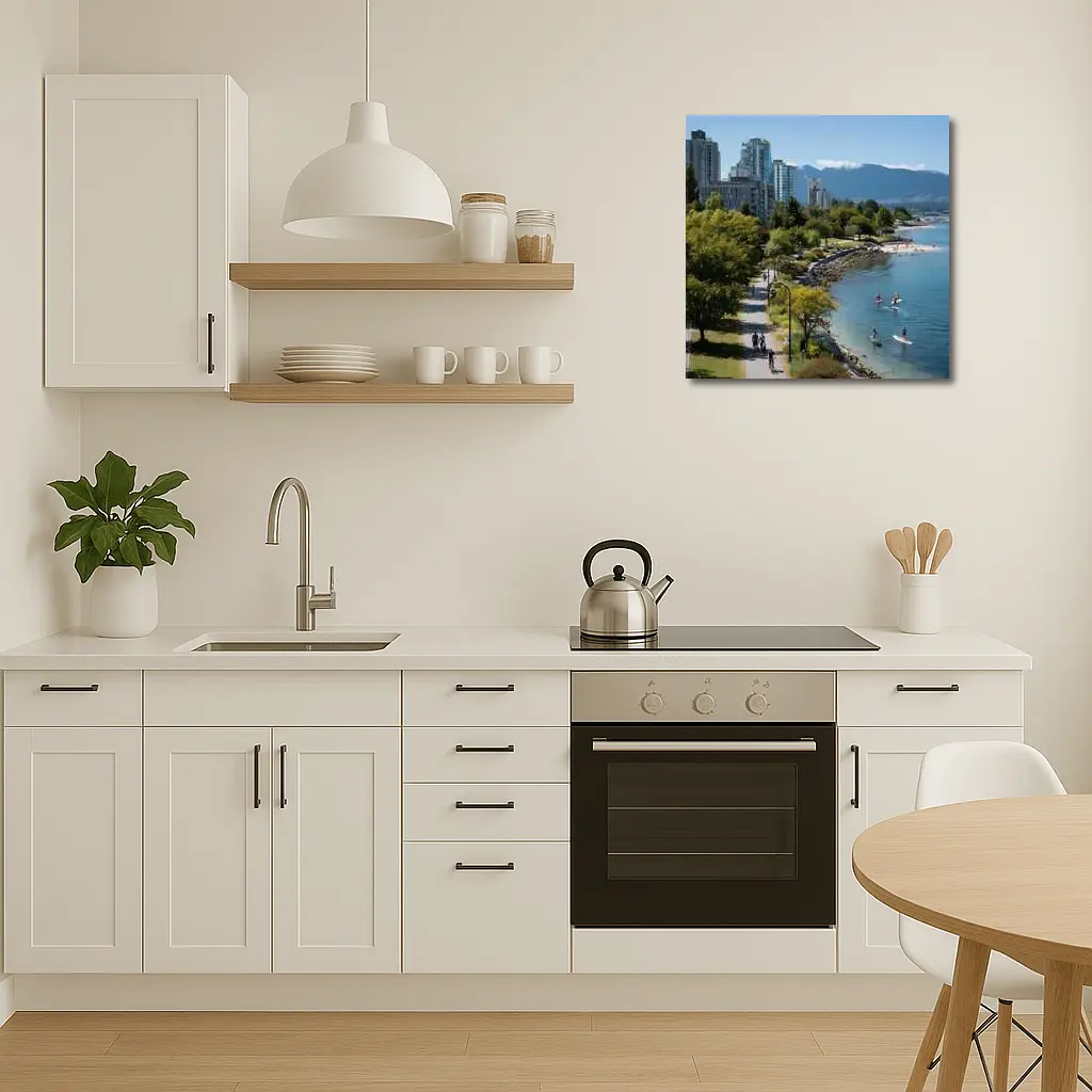 Vancouver Seawall Skyline Mountains Water View – Wall Art