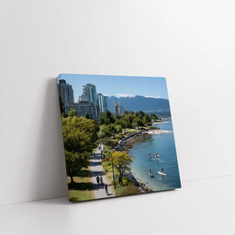 Vancouver Seawall Skyline Mountains Water View – Wall Art