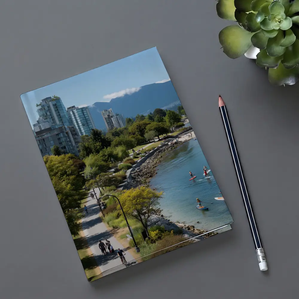 Vancouver Seawall Skyline Mountains Water View – Notebooks