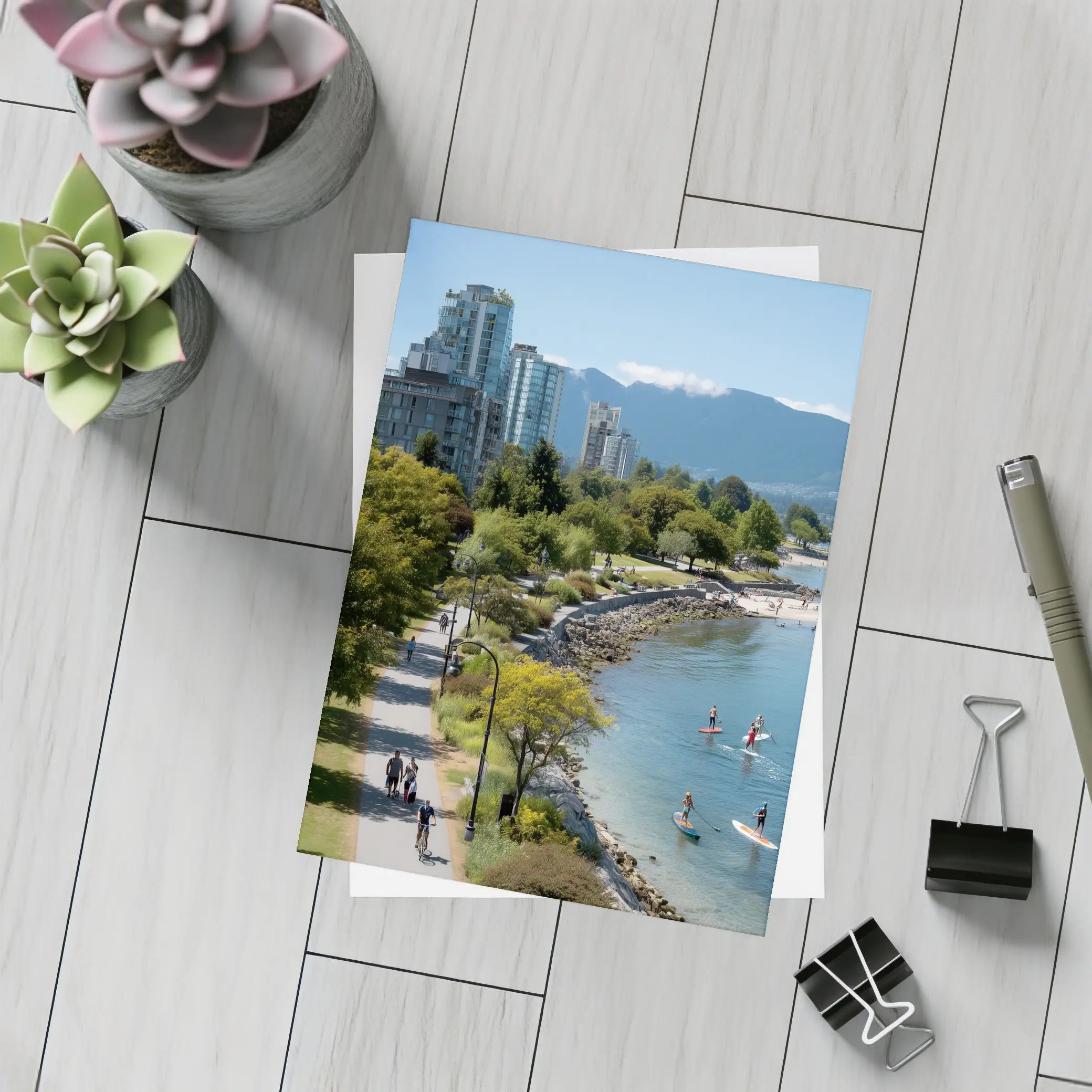 Vancouver Seawall Skyline Mountains Water View – Postcards