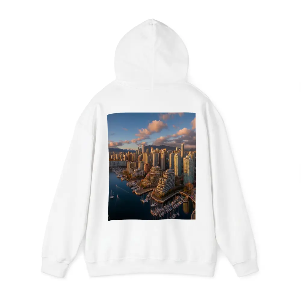 Vancouver Skyline Aerial View Golden Hour – Hoodies