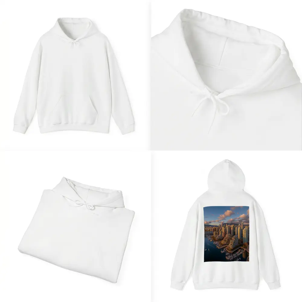 Vancouver Skyline Aerial View Golden Hour – Hoodies