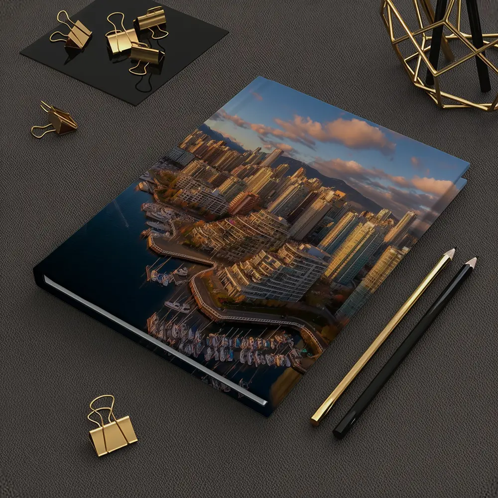 Vancouver Skyline Aerial View Golden Hour – Notebooks