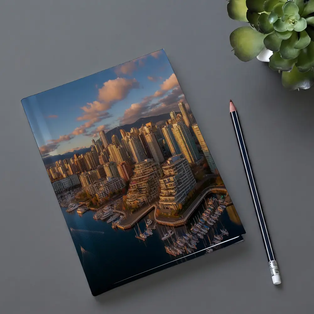 Vancouver Skyline Aerial View Golden Hour – Notebooks