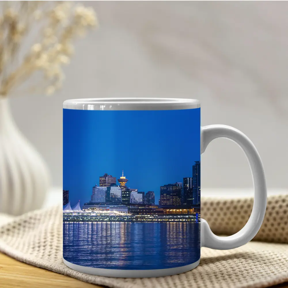 Vancouver Canada City Skyline Blue Dusk – Mugs