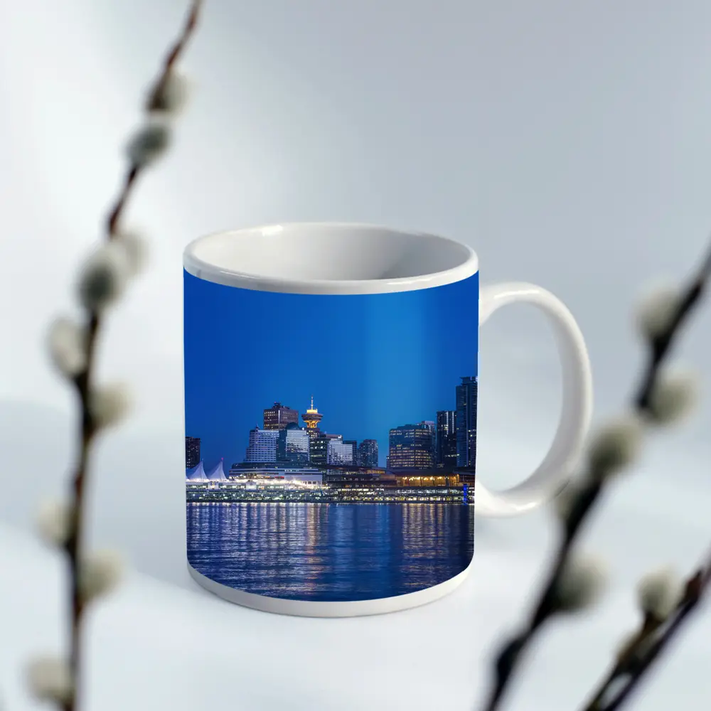 Vancouver Canada City Skyline Blue Dusk – Mugs