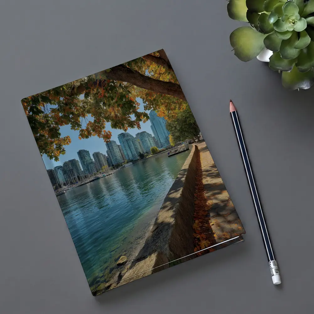 Vancouver Waterfront Skyline Autumn Trees Seawall – Notebooks