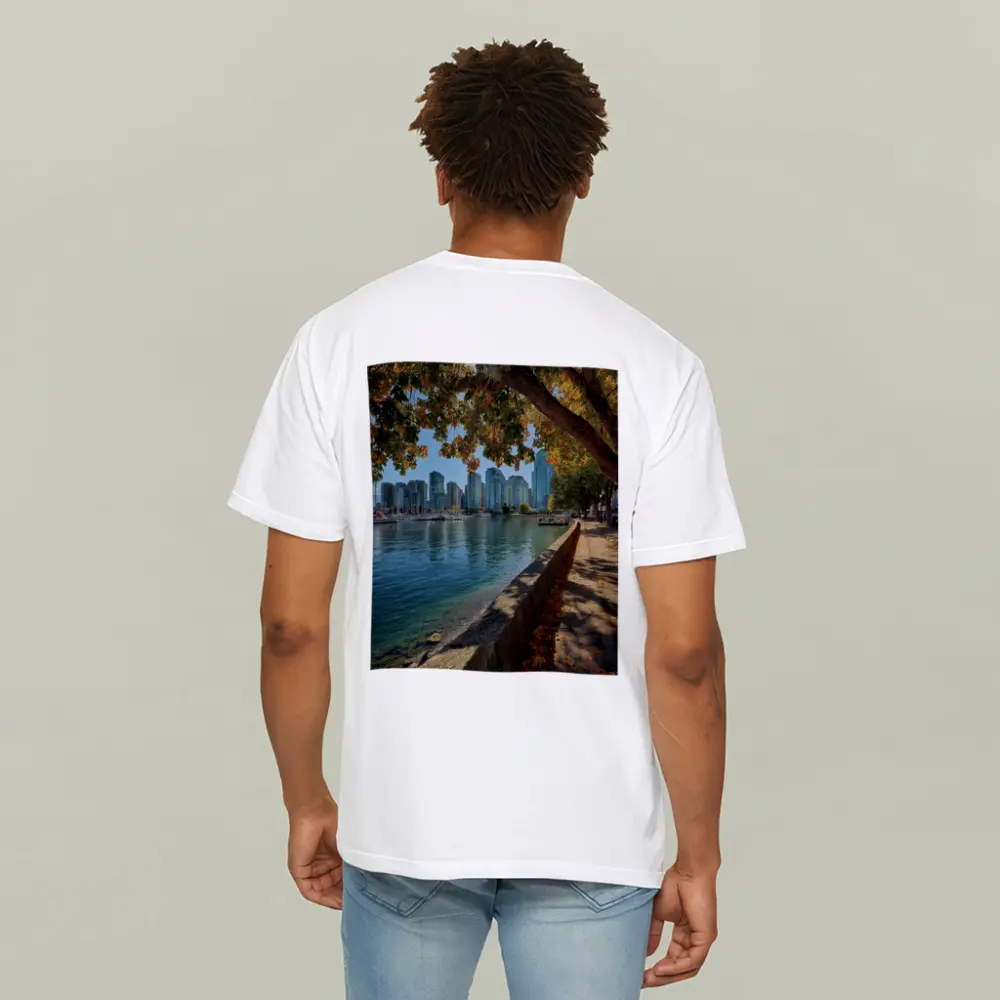 Vancouver Waterfront Skyline Autumn Trees Seawall – T-Shirts