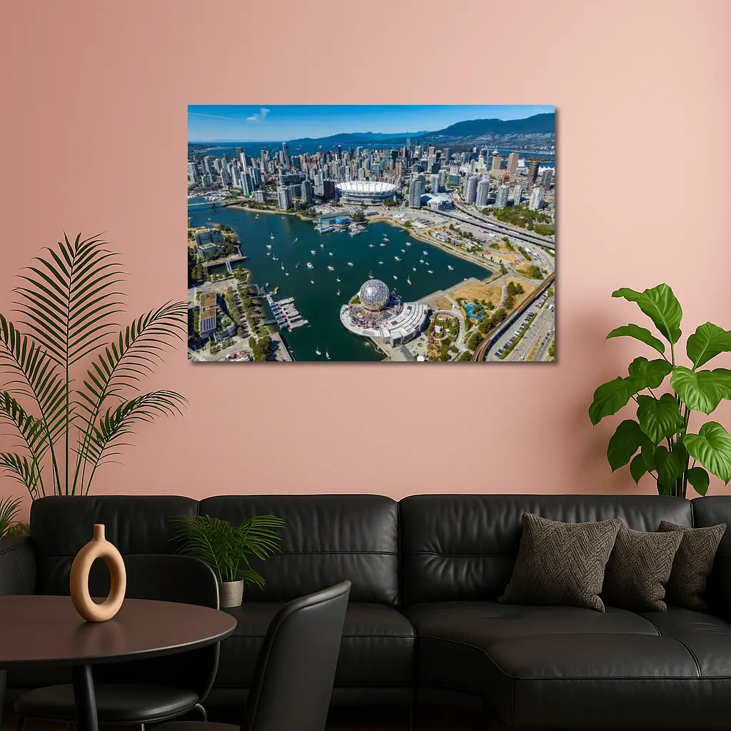 Vancouver Aerial Skyline False Creek Science World – Wall Art