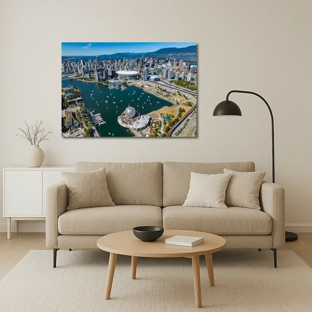 Vancouver Aerial Skyline False Creek Science World – Wall Art