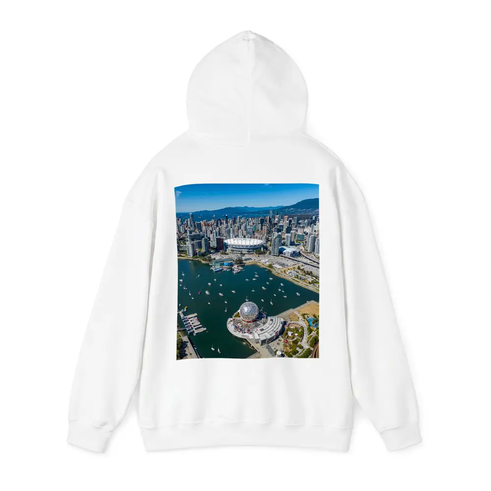 Vancouver Aerial Skyline False Creek Science World – Hoodies