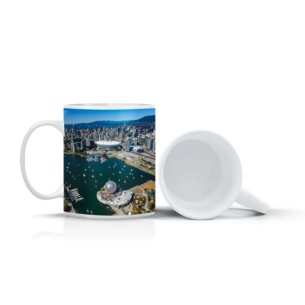 Vancouver Aerial Skyline False Creek Science World – Mugs