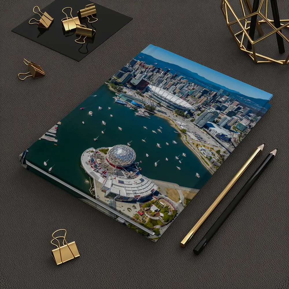 Vancouver Aerial Skyline False Creek Science World – Notebooks