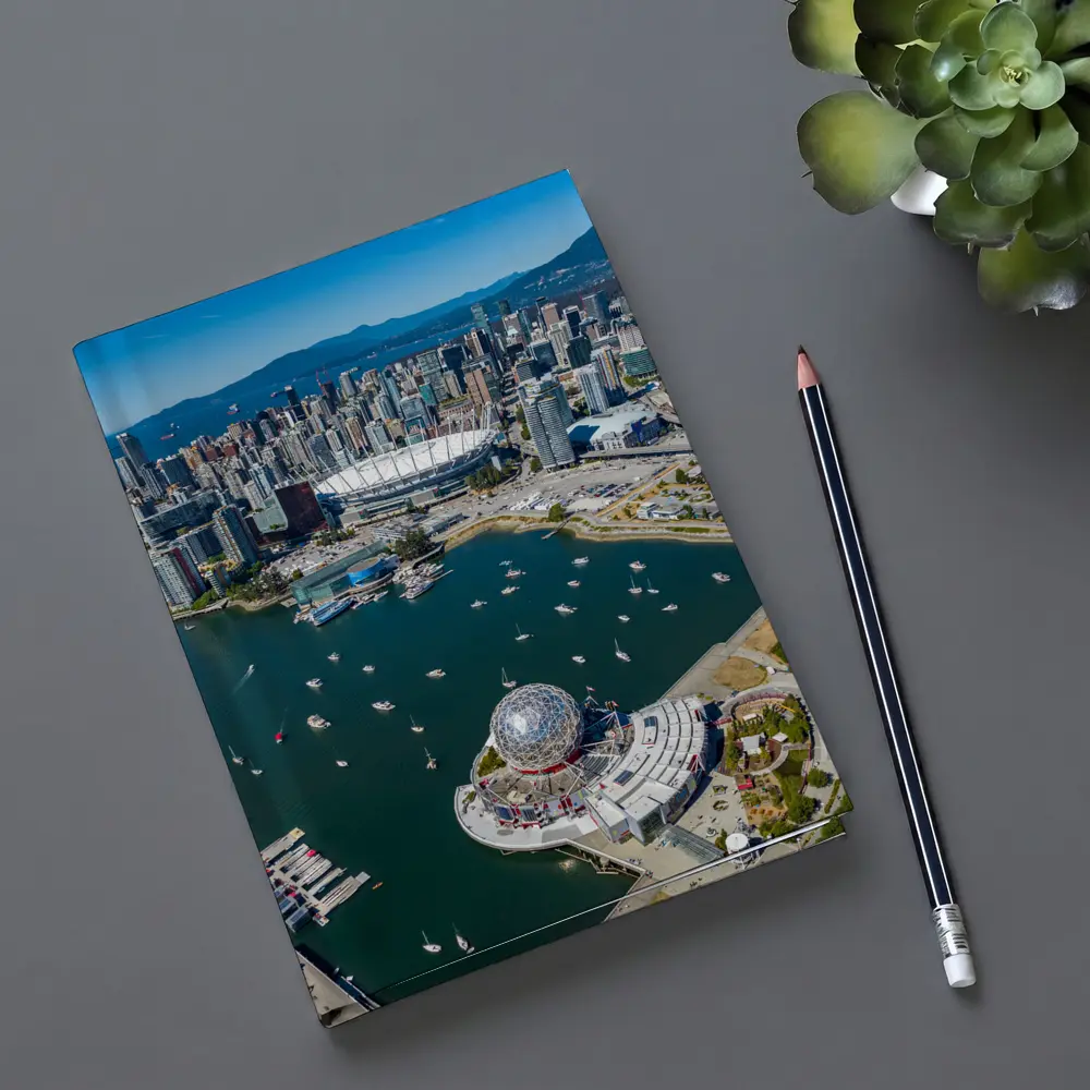 Vancouver Aerial Skyline False Creek Science World – Notebooks