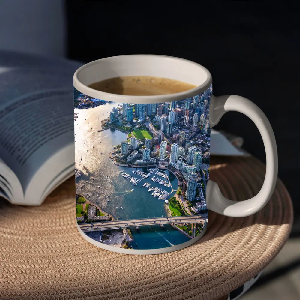 Vancouver Canada Aerial City Marina View – Mugs
