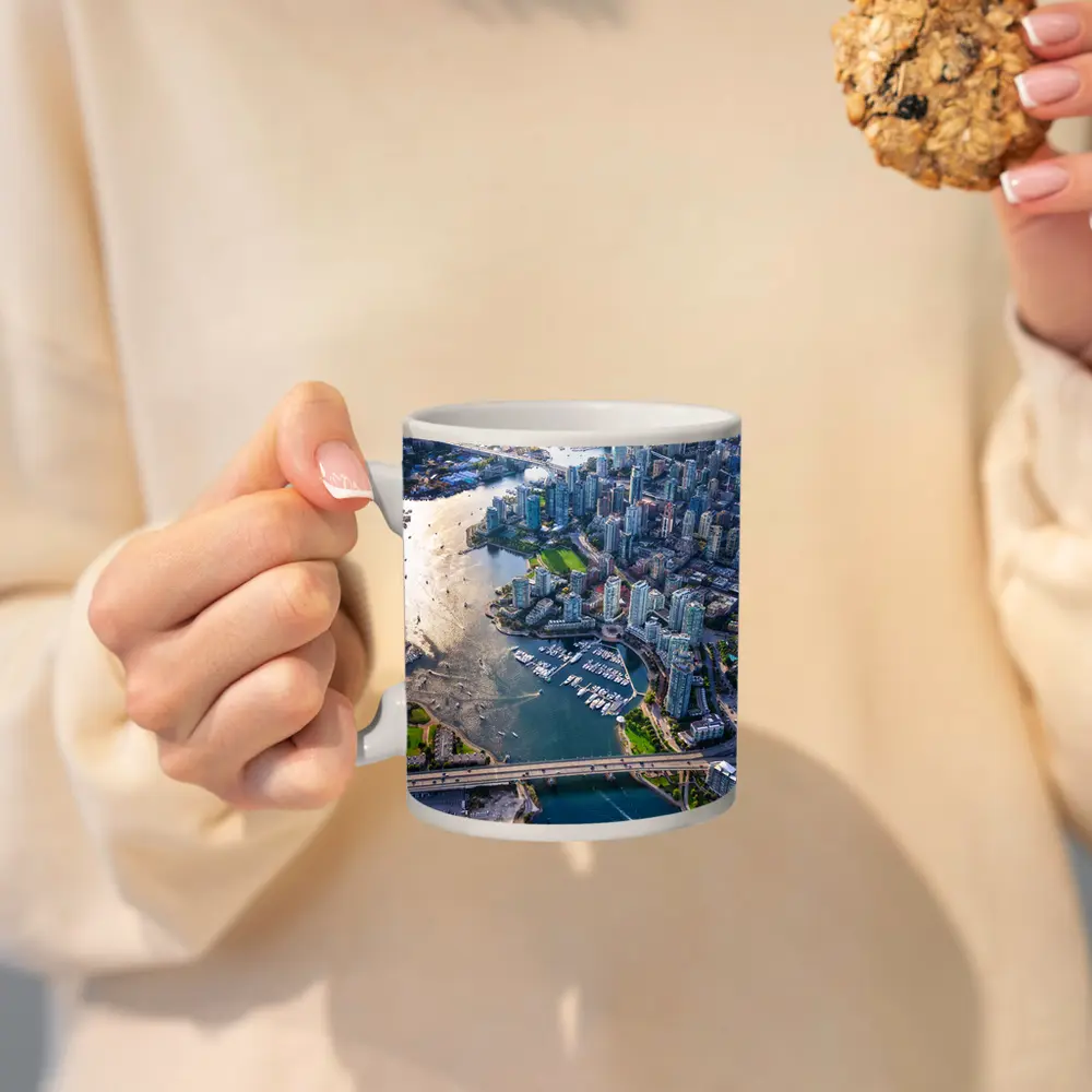 Vancouver Canada Aerial City Marina View – Mugs