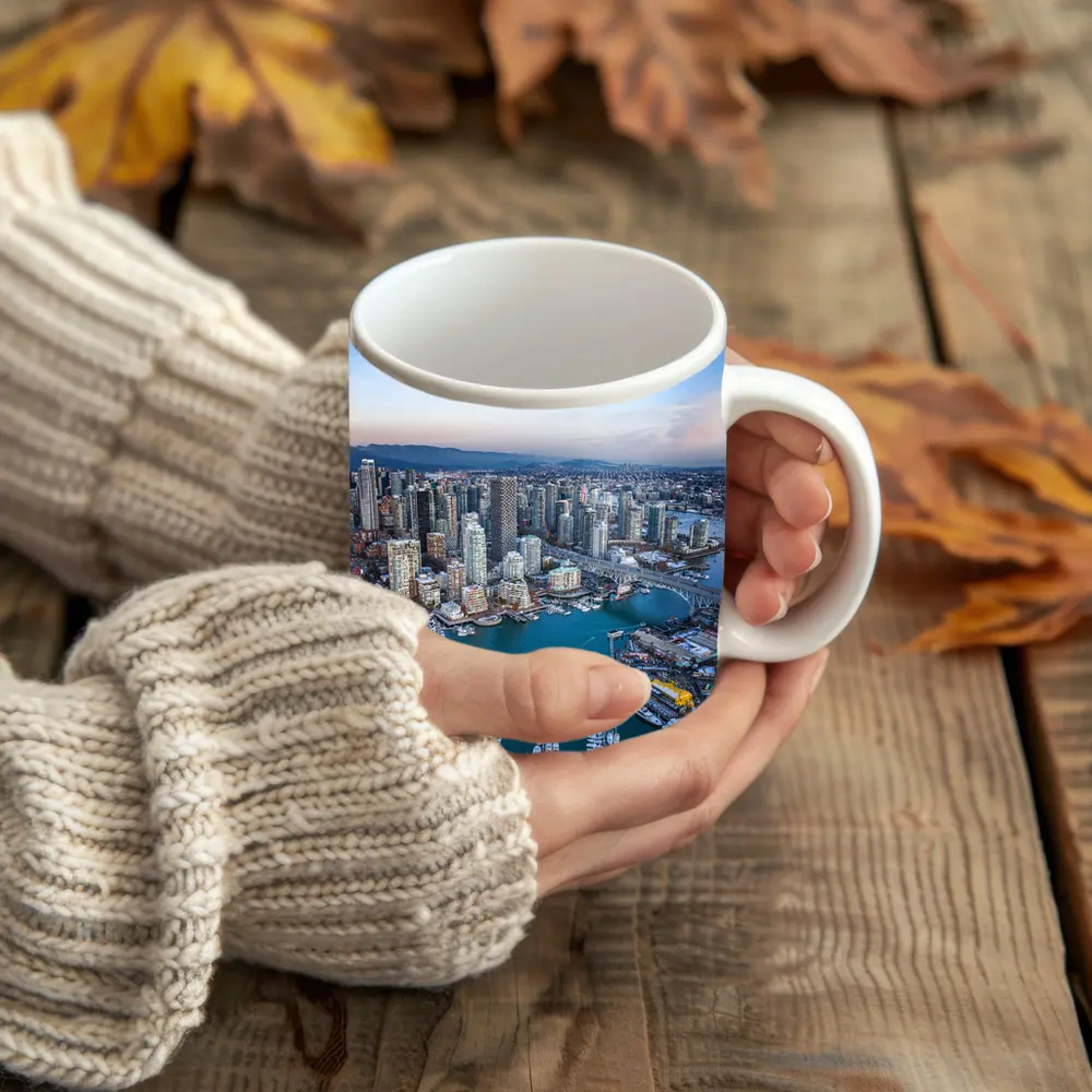 Vancouver Canada Aerial City Skyline Marina – Mugs