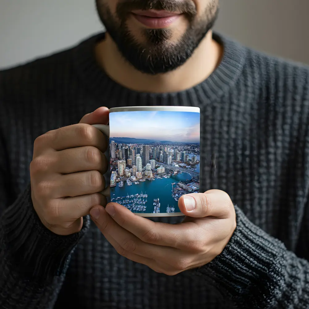 Vancouver Canada Aerial City Skyline Marina – Mugs