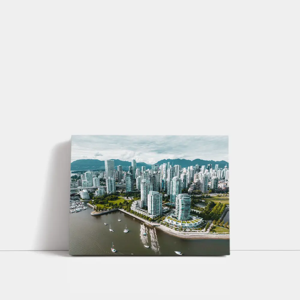 Vancouver Skyline Aerial View Mountains Bay – Wall Art