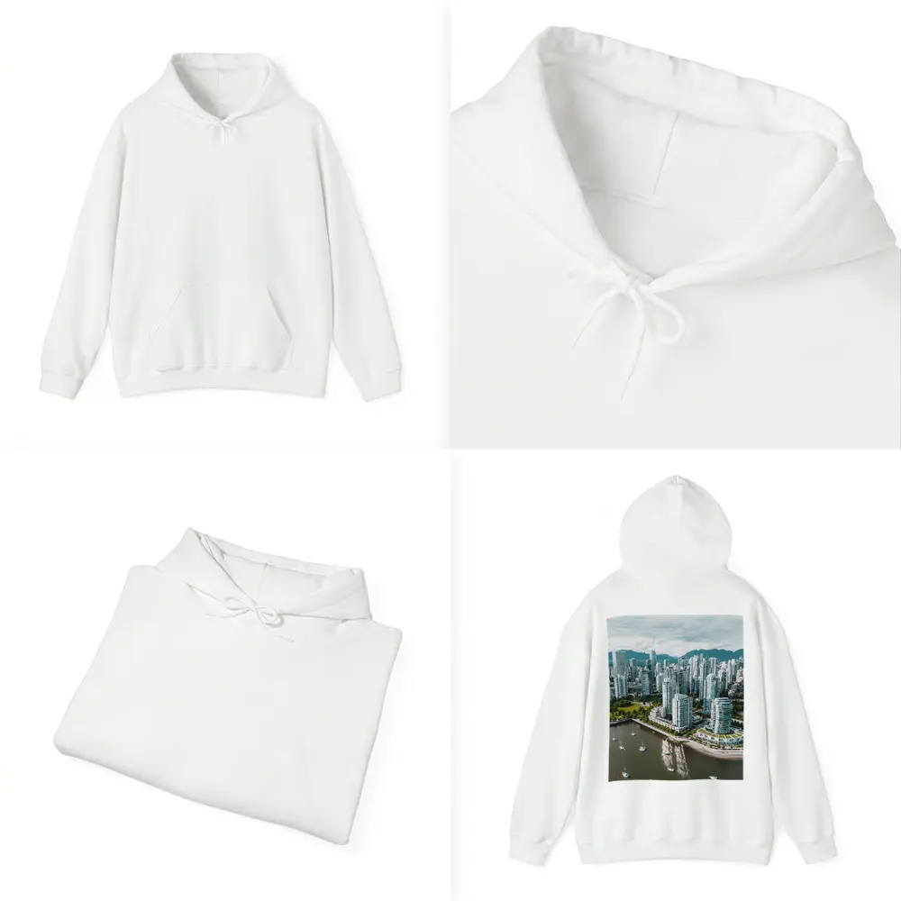 Vancouver Skyline Aerial View Mountains Bay – Hoodies