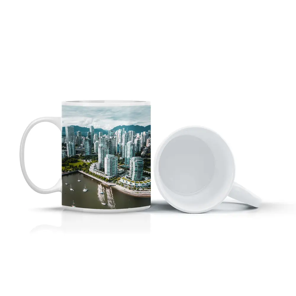 Vancouver Skyline Aerial View Mountains Bay – Mugs