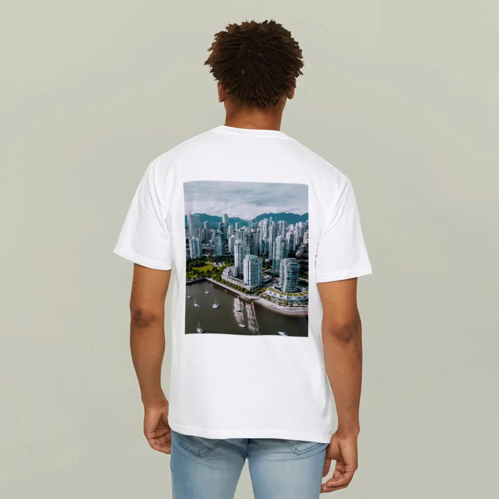 Vancouver Skyline Aerial View Mountains Bay – T-Shirts
