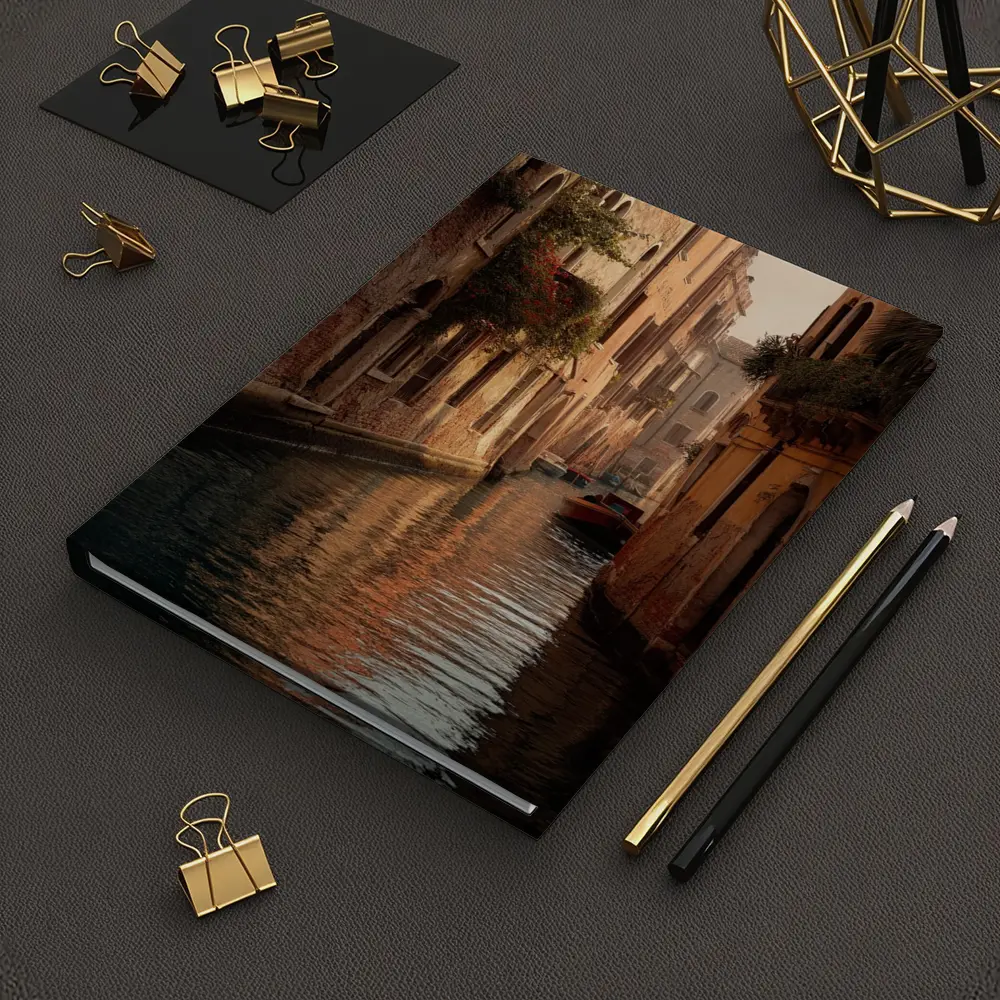 Venice Canal Narrow Water Warm Golden Light – Notebooks