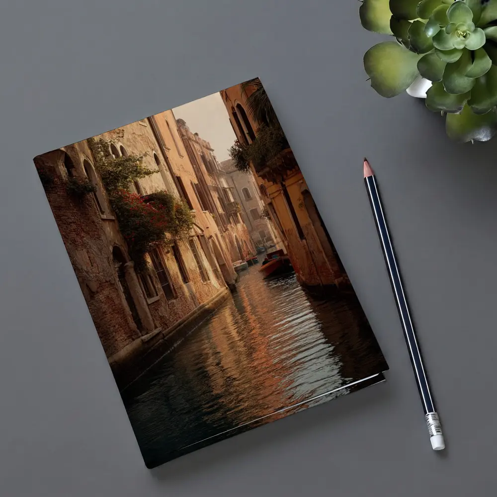 Venice Canal Narrow Water Warm Golden Light – Notebooks