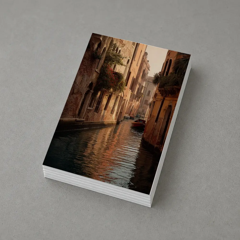 Venice Canal Narrow Water Warm Golden Light – Postcards