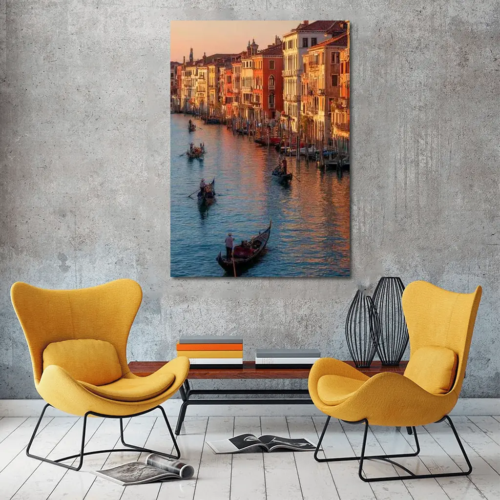 Venice Grand Canal Gondolas Sunset Italy – Wall Art