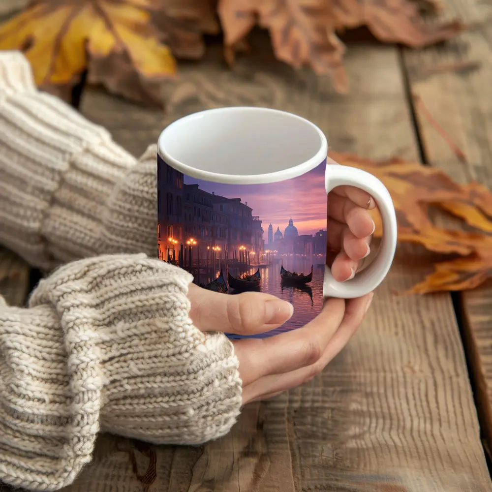Venice Canal Gondolas Purple Dusk Fog – Mugs