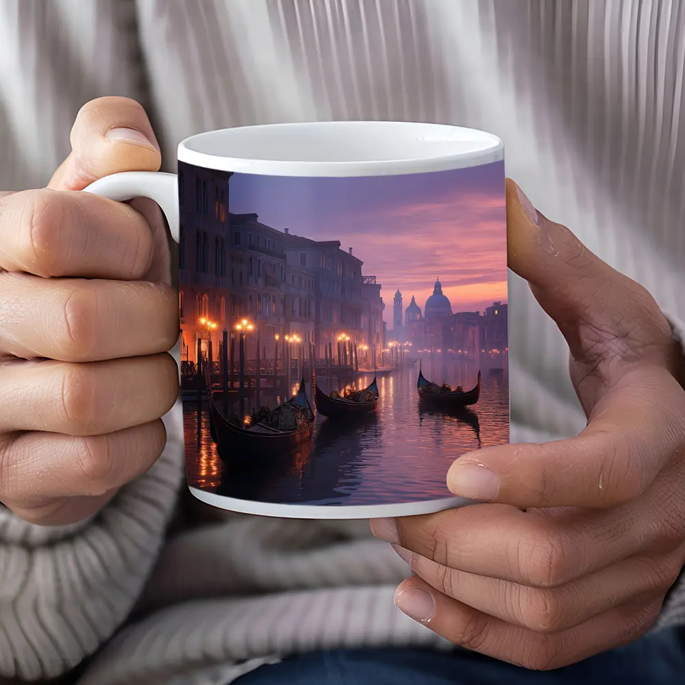 Venice Canal Gondolas Purple Dusk Fog – Mugs