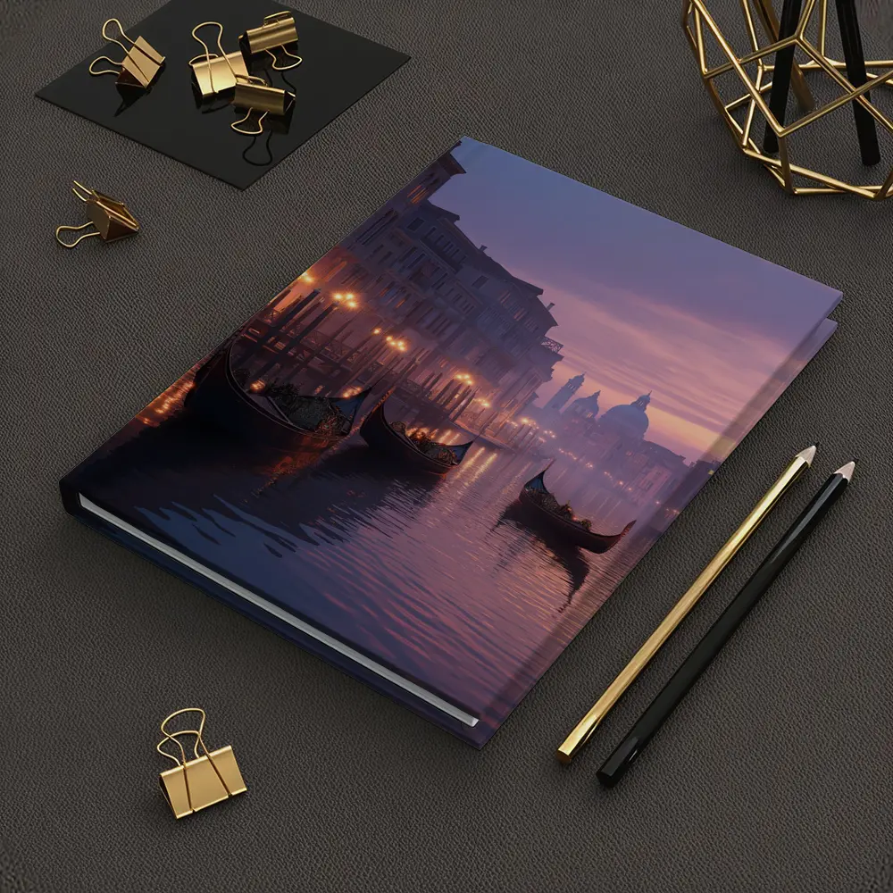Venice Canal Gondolas Purple Dusk Fog – Notebooks