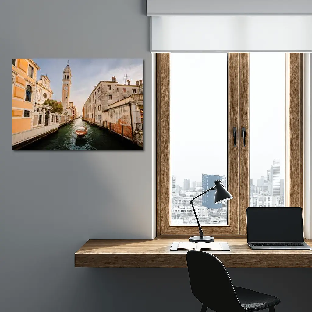 Venice Canal Boat Church Tower Italy – Wall Art
