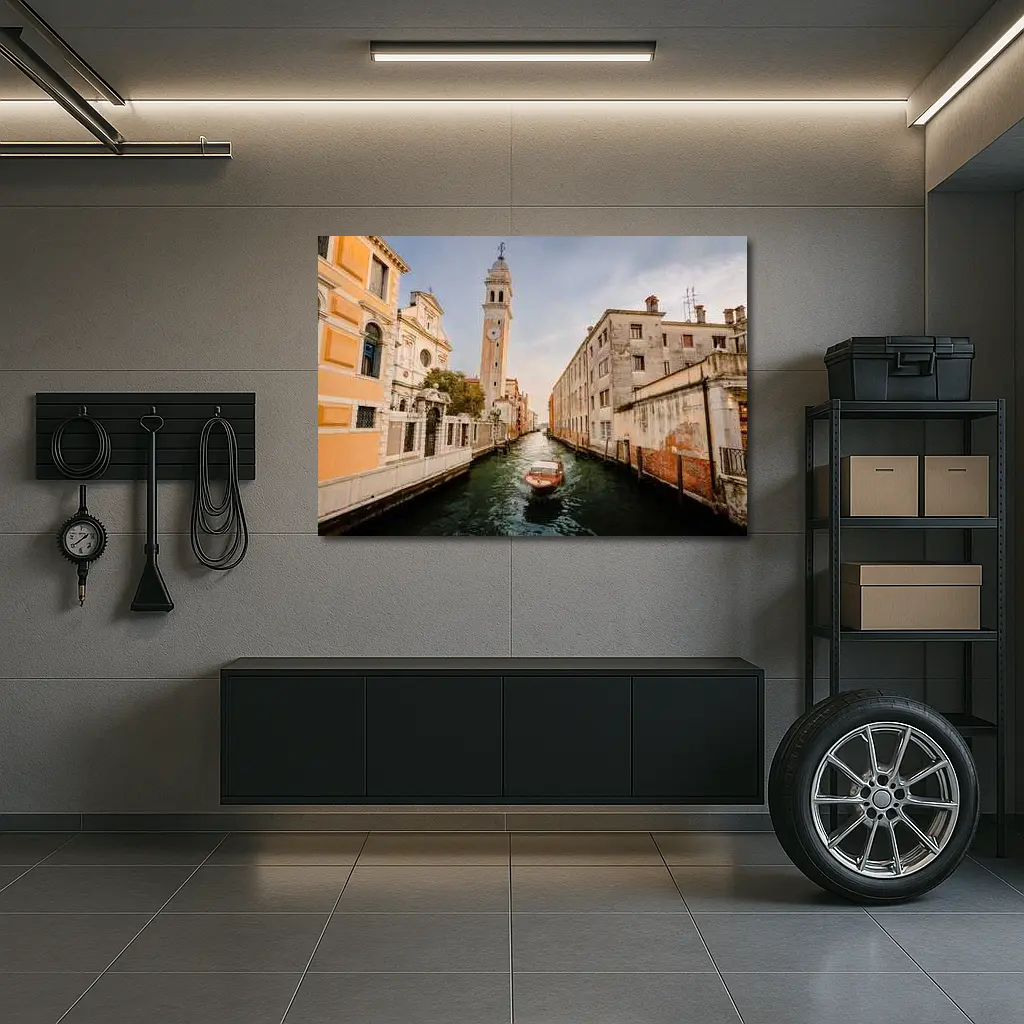 Venice Canal Boat Church Tower Italy – Wall Art