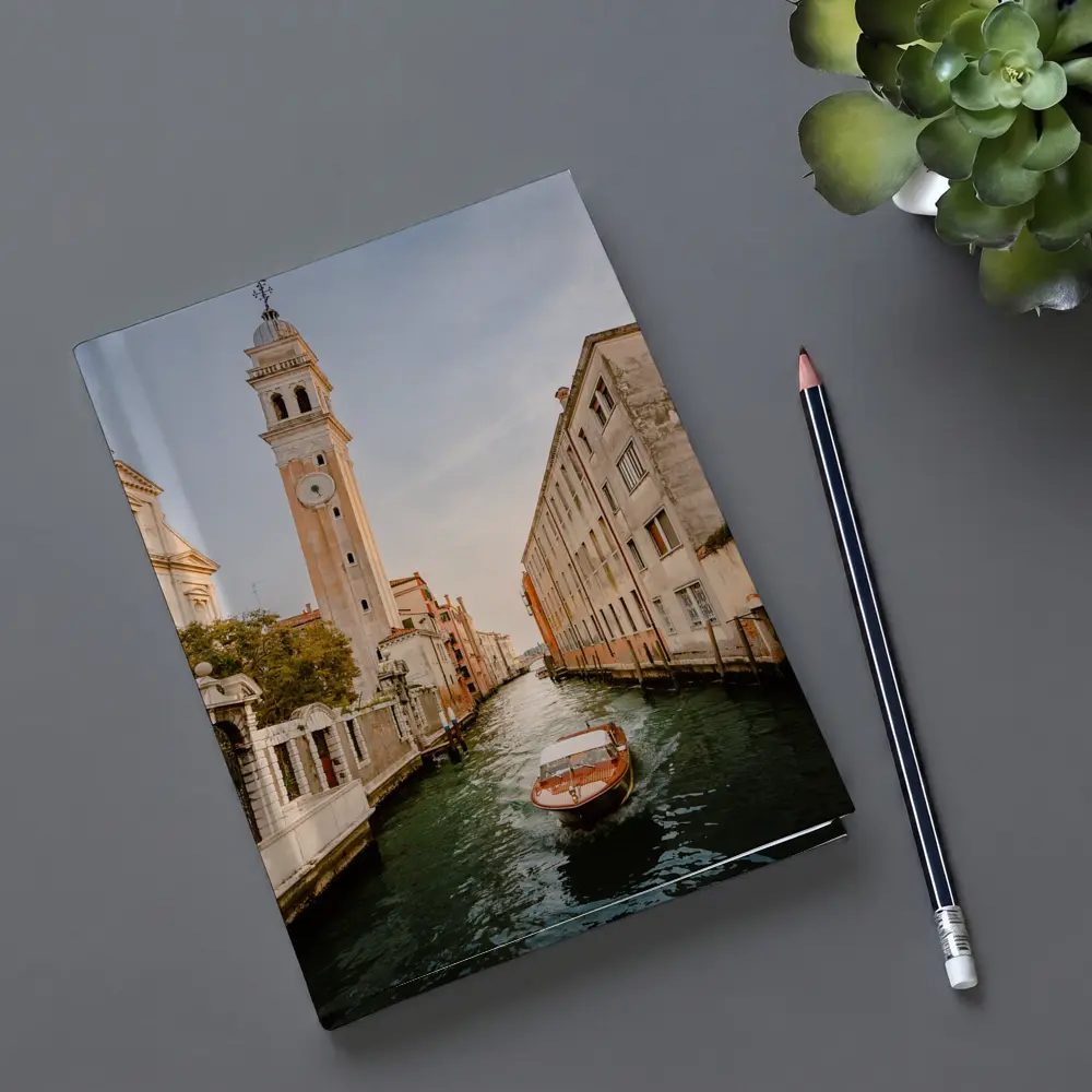 Venice Canal Boat Church Tower Italy – Notebooks