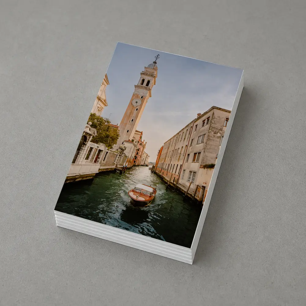 Venice Canal Boat Church Tower Italy – Postcards