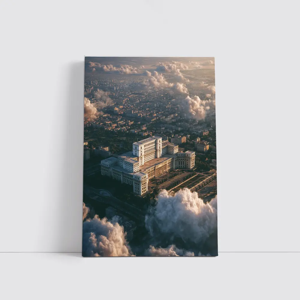 Palace of Parliament Bucharest Aerial Cloud View – Wall Art