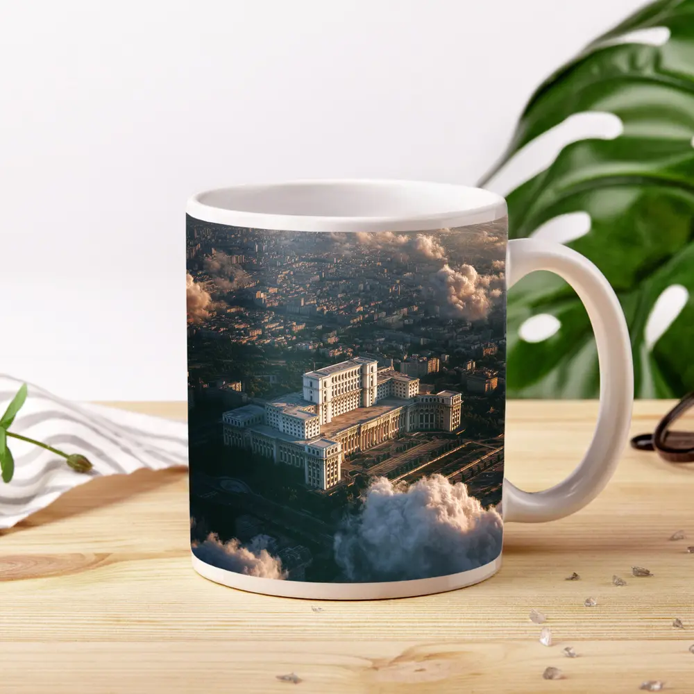 Palace of Parliament Bucharest Aerial Cloud View – Mugs