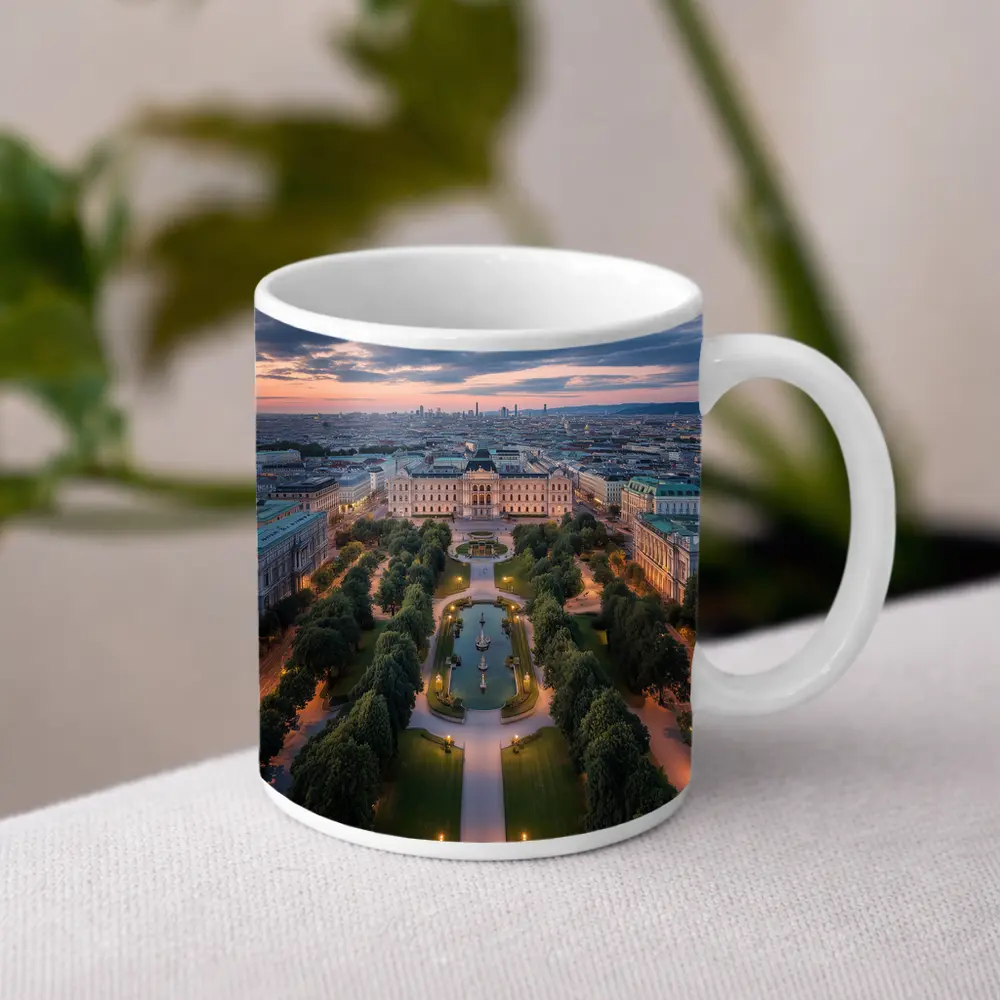 Vienna Belvedere Palace Park Aerial Sunset View – Mugs