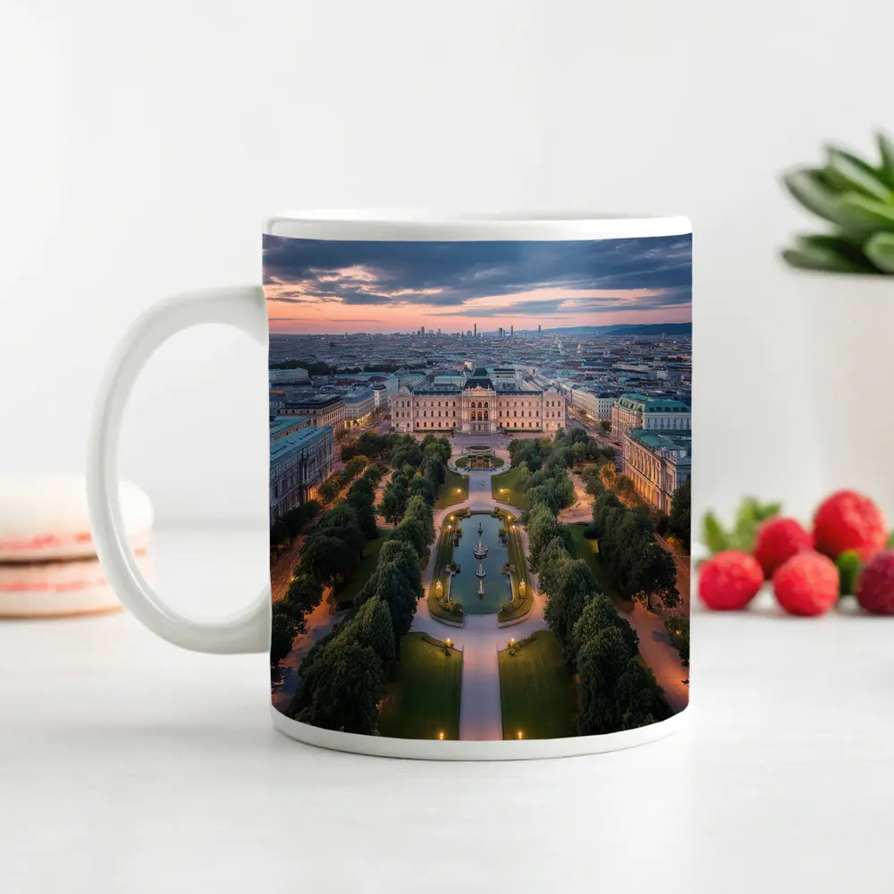 Vienna Belvedere Palace Park Aerial Sunset View – Mugs