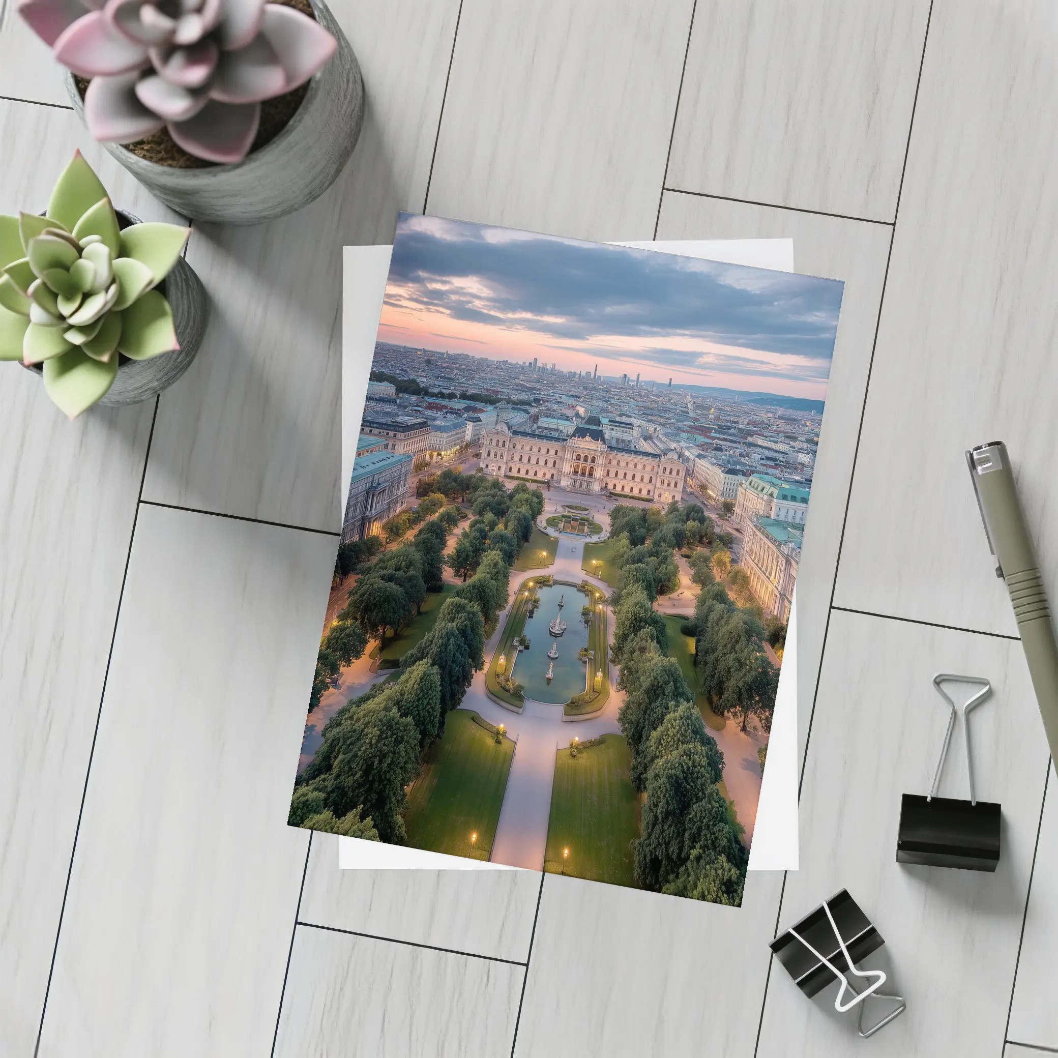 Vienna Belvedere Palace Park Aerial Sunset View – Postcards