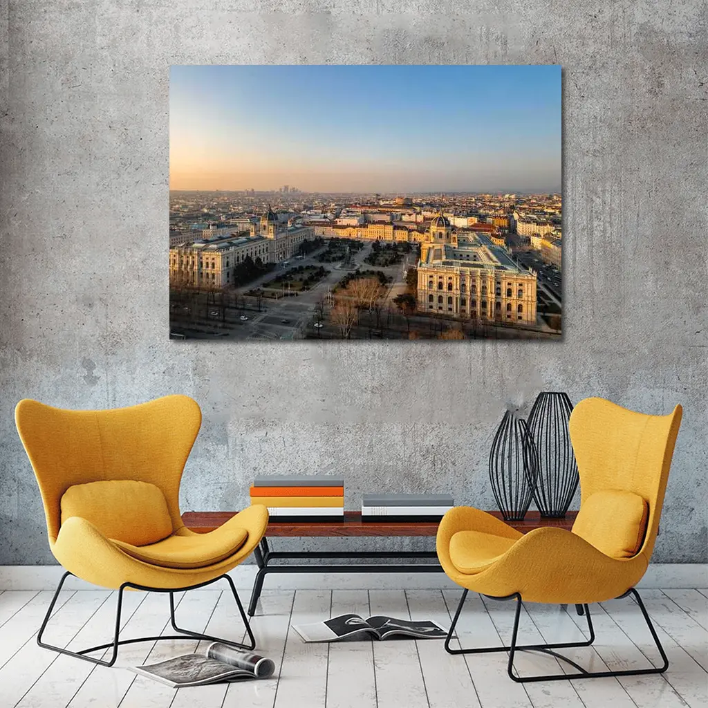 Vienna Austria Aerial City View Sunset – Wall Art