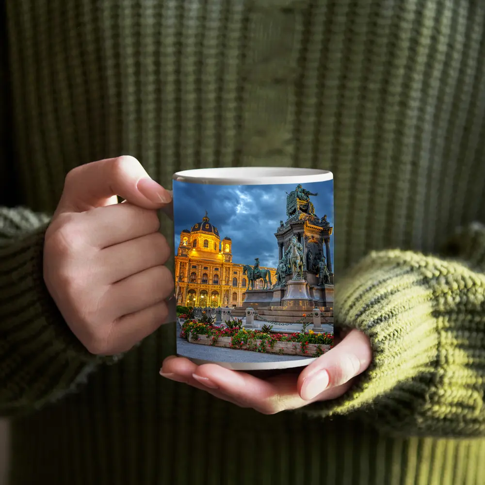 Maria Theresa Monument Vienna Austria Dusk – Mugs