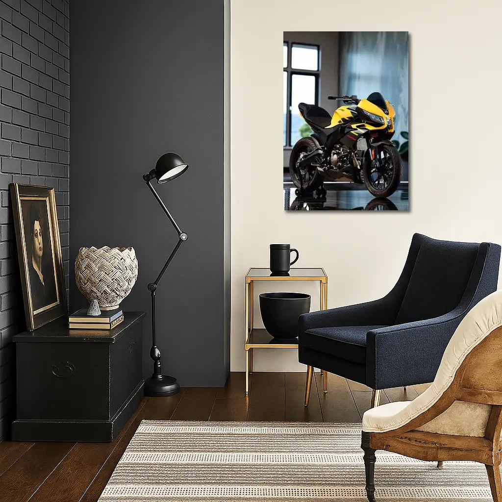 Yellow Black Sport Bike Indoor Studio – Wall Art