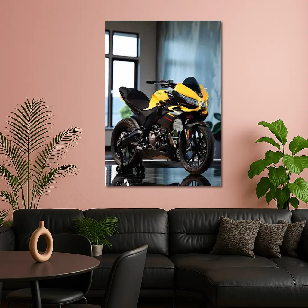 Yellow Black Sport Bike Indoor Studio – Wall Art