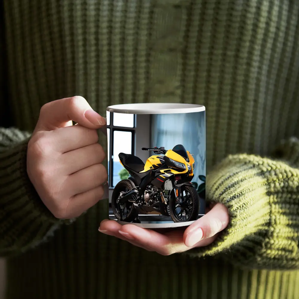 Yellow Black Sport Bike Indoor Studio – Mugs