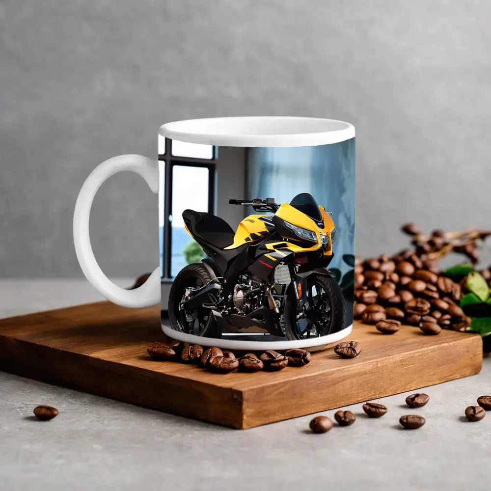 Yellow Black Sport Bike Indoor Studio – Mugs