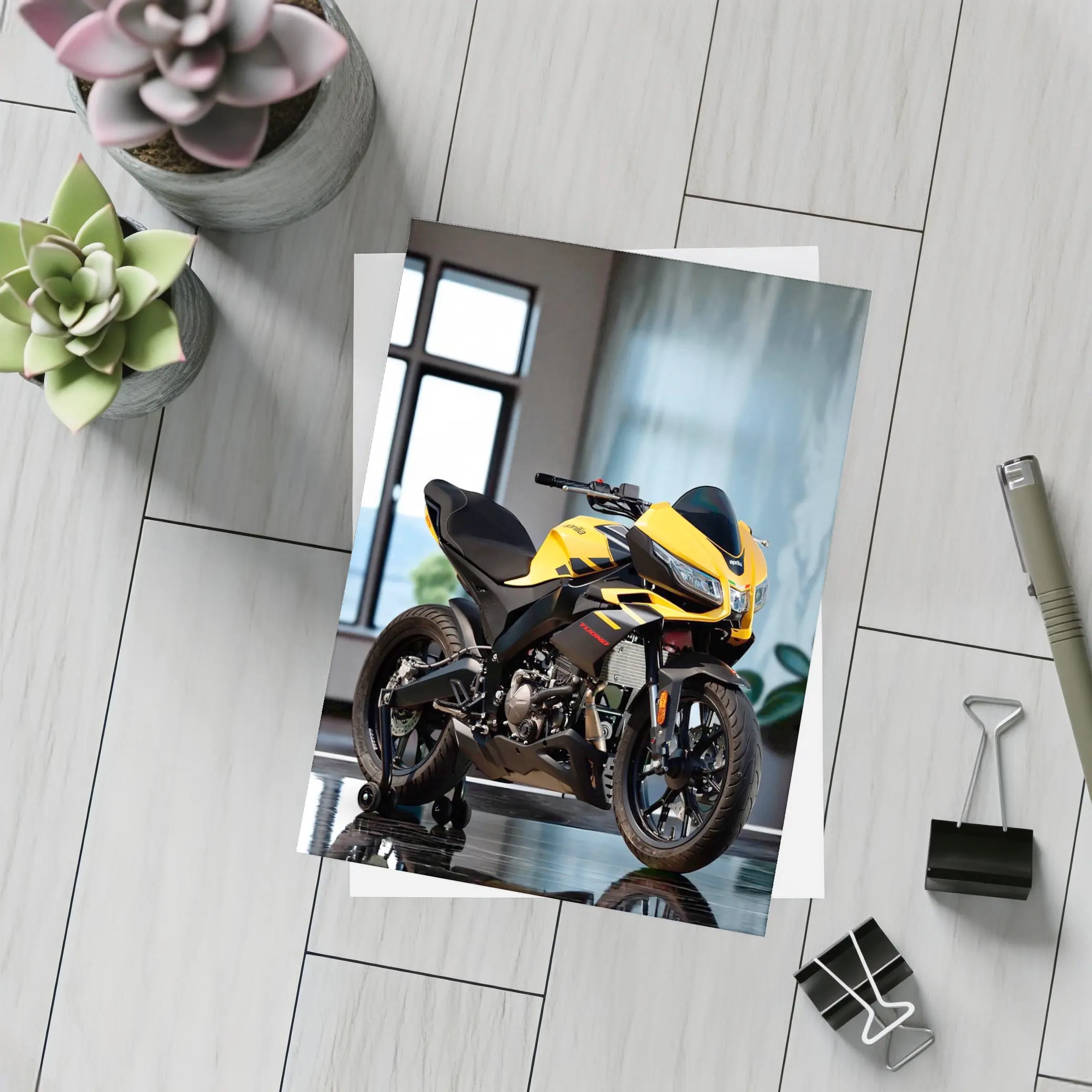 Yellow Black Sport Bike Indoor Studio – Postcards